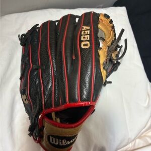 Wilson A550 Black and Brown Glove with Red Trim